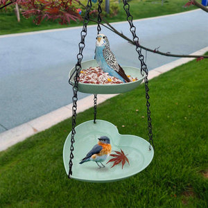 Mangeoire à oiseaux double en forme de cœur Mangeoire à oiseaux double suspendue Mangeoire à oiseaux extérieure Balcon Jardin Mangeoire à oiseaux <span class=keywords><strong>Bassin</strong></span> d'eau - Product Image 1