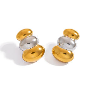 Stud Earrings Gold Silver Color Block Geometric Zinc Alloy Stainless Steel <b>Post</b> For Women Gift - Product Image 5
