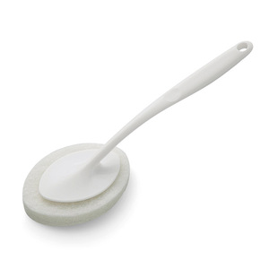 Bathroom Cleaning Brush Long Handle Oval Shape Sink Bathtub Tile Cleaner Nordic Pink White Gray Replacement Head Pack - Product Image 5