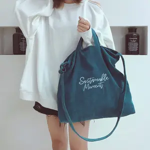 Hot Sale Custom Beach Travel Corduroy Shopping Ali Grocery Tote Bag For Women Girls