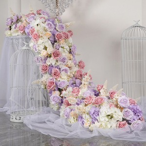 White Rose Artificial Flower Silk Garland <b>Table</b> <b>Runner</b> Handmade PE Foam Classic Wedding Decoration Arrangements - Product Image 6