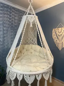 Fauteuil suspendu en macramé <span class=keywords><strong>XXL</strong></span> style bohème pour intérieur, véranda ou chambre - Product Image 5