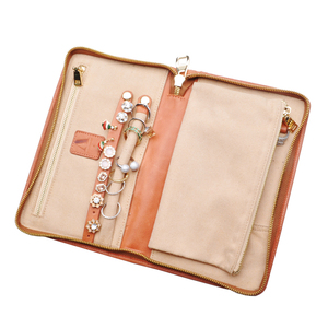 Sac à cosmétiques cylindrique pour femmes en cuir d'autruche tendance, trousse de <span class=keywords><strong>maquillage</strong></span>, boîte élégante pour bijoux - Product Image 2