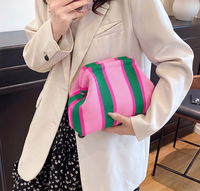 Sacs de luxe mini mahjong grande capacité, sacs de rangement portables, sacs cosmétiques nuage pour femmes, pochettes tricotées à rayures au crochet pour dames