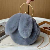 Sac bandoulière en velours peluche lapin pour bébés 0-24 mois, nouvelle collection automne/hiver, sac à main à chaîne avec oreilles mignonnes