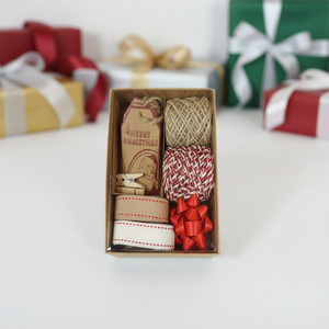 Kit de Noël Nature-pak : Ensemble d'emballage cadeau avec ruban gros-grain et <span class=keywords><strong>ficelle</strong></span>, tout-en-un, écologique, durable, pour DIY de fêtes, nœud étoile, OEM - Product Image 1