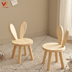 Chaise en bois massif à oreilles de lapin pour chambre d'enfant, tabouret pour tout-petits, ensemble pour garderie, crèche, école maternelle, salle de classe - Product Image 1