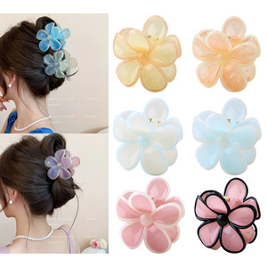 Pince à Cheveux Fleur de Printemps Style Coréen, Griffe à Cheveux Fleur de Frangipanier Couleur <span class=keywords><strong>Pastel</strong></span> Bonbon pour Femme, Épingle à Cheveux Arrière Élégante, Accessoires de Coiffure Tendance - Product Image 1