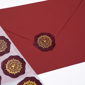 Etiquetas Adhesivas Vintage con Sello <span class=keywords><strong>de</strong></span> Cera Dorado para Invitaciones <span class=keywords><strong>de</strong></span> Boda, Sellos Personalizados para Sobres y Envoltorios <span class=keywords><strong>de</strong></span> Regalos - Product Image 2