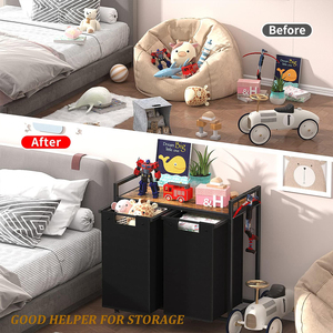 <span class=keywords><strong>Panier</strong></span> à <span class=keywords><strong>linge</strong></span> domestique en gros avec support en fer 3 sacs de <span class=keywords><strong>tri</strong></span> détachables en polyester prix d'usine - Product Image 6