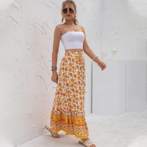 2023 printemps été taille haute imprimé longues jupes fourchettes modeste pour femmes jupes bohème décontractées élégantes - Product Image 2