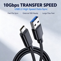 Kabel USB-A ke Type-C Premium 10Gbps USB3.2 Transfer Data 60W 3A Pengisian Cepat untuk Hard Drive SSD Enclosure CarPlay iPhone iPad