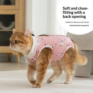 <span class=keywords><strong>Camiseta</strong></span> de recuperación para gatos 2026 OEM genérica para cuidado diario, con cuello elástico multitalle y estampado de animales de dibujos animados, ropa para gatitos después de cirugía - Product Image 4