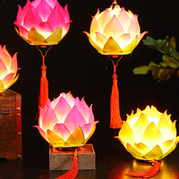 Lanternes chinoises traditionnelles faites à la main, lanternes rouges portables, lanternes à fleurs avec lumières LED pour la fête de la mi-automne