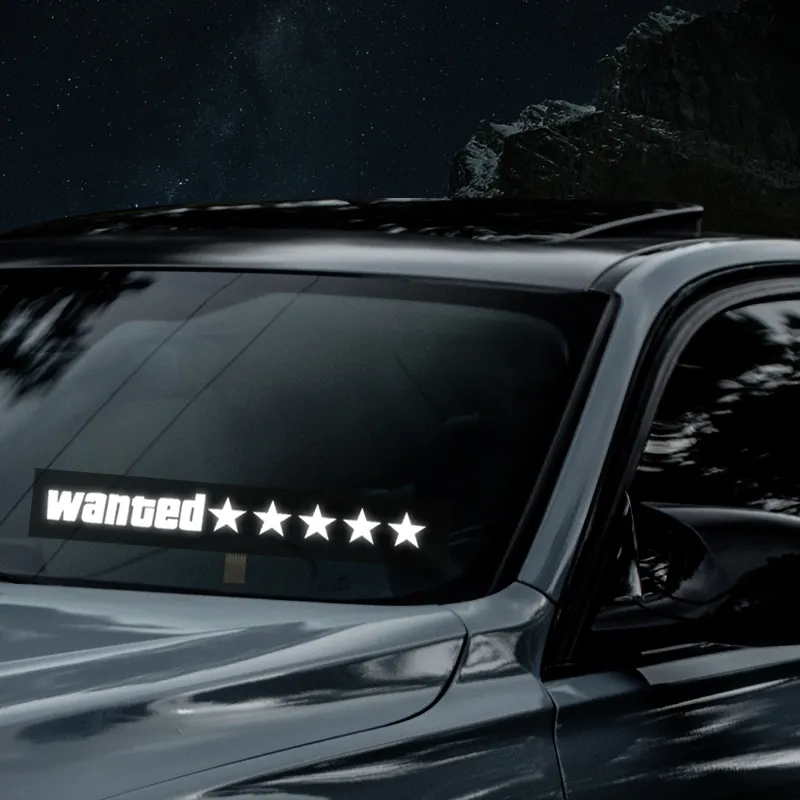 Hot Sale Custom El Light Up Led Car Window Windshield Stickers 5 Star Wanted Led Light Panel For Car