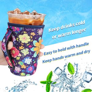 ปลอกหุ้มแก้วกาแฟเย็นแบบมีหูจับ ทำจากนีโอพรีน ป้องกันความร้อน ใช้ซ้ำได้ สำหรับแก้วกาแฟขนาด 16-32 ออนซ์ - Product Image 5