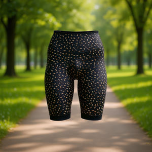 กางเกงปั่นจักรยานแบบยางยืดสูงสำหรับผู้หญิง ลายเมล็ดพืช เอวสูง แห้งเร็ว 80% โพลีเอไมด์ 20% อีลาสเทน สีดำ - Product Image 2