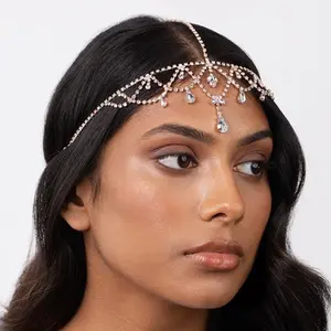 Women Crystal Head Chains Forehead Chain Rhinestone Headpieces Hair Accessories For Girls