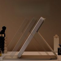 LED Silver Metal Cosmetic Mirror Light Foldable Vanity Table Smart HD Desktop Portable Handheld Personalized Dual Magnifying