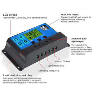 Fábrica al por mayor 10A 20A 30A Controlador de panel solar Pwm Controlador de cargador solar Controlador de carga solar - Product Image 4