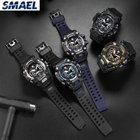 SMAEL 8078 Jam Tangan Digital Sport Diver Unisex Tahan Air LED Alarm Luminous Stop Watch Layar Ganda Tahan Air 50 Bar 51mm