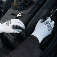 SKYEE Imprimir Logo Spandex Suave Nitrilo Antiestático A prueba de aceite Antideslizante Transpirable Seguridad Guantes de trabajo para jardín al aire libre