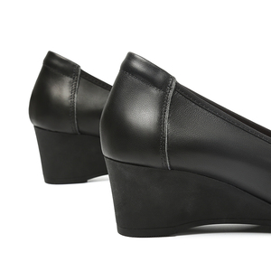 Scarpe da Lavoro in Vera Pelle per <span class=keywords><strong>Donna</strong></span>, Primaverili, Nere, con Suola Morbida, Tacco a Zeppa, Punta Affusolata, Chiusura Slip-on, 5-8cm, Professionali - Product Image 5