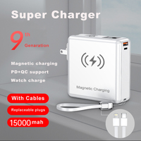 Chargeur Super Rapide 6-en-1, Chargeur Mural Universel PD 20W avec Affichage LED, Batteries Externes Magnétiques Sans Fil 15 000 mAh pour Mobiles et Ordinateurs Portables