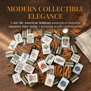 NatuGift Nouveau Set de Mahjong Luxe Léger 4 Couches Anti-Décoloration - Tuiles Acryliques Décoratives Rayées Tigre 160 Pièces Incluant 10 Tuiles <span class=keywords><strong>Joker</strong></span> 6 - Product Image 1