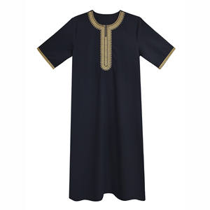 Túnica Marroquí Bordada Premium para <span class=keywords><strong>Hombre</strong></span>, Jubba Musulmana de Oriente Medio con Bolsillos Laterales y Adornos Dorados - Product Image 1