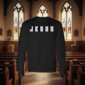 <b>Jesus</b> Abstract Religious Christian Long Sleeve T-<b>Shirt</b> Premium Black - Product Image 3