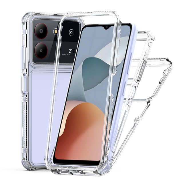 Heavy Duty Transparent Clear 3 in 1 Phone Case for ZTE Blade A54/blade V50 4G Shockproof Phone Protection Cover