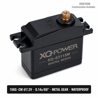 Servomoteur numérique 15 kg étanche à engrenages métalliques, servo standard haute vitesse 7,2 V pour voiture RC, avion RC, vente en gros OEM XQ-POWER S3115M