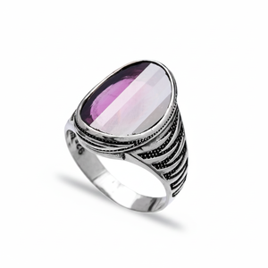 Oval Shape Amethyst Gemstone Authentic <b>Men</b> <b>Ring</b> Turkish Wholesale Handmade 925 Sterling <b>Silver</b> for <b>Men</b> - Product Image 2