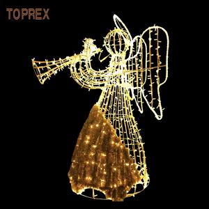 Taille personnalisable IP65 nominale Décoration <span class=keywords><strong>de</strong></span> <span class=keywords><strong>Noël</strong></span> en plein air Anges en métal éclairés en 3D avec ailes <span class=keywords><strong>de</strong></span> trompettes jouant <span class=keywords><strong>de</strong></span> la harpe pour les vacances - Product Image 3