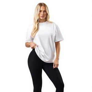 T-shirt blanc à col rond pour femme, coupe ample, manches courtes, couleur unie, jersey, à porter en toutes saisons - Product Image 1