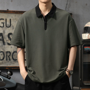 Polo da uomo stile giapponese retrò, estiva, pesante, ampia, con cerniera, sportiva, a maniche corte, di marca alla moda - Product Image 6