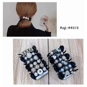 Ensemble de pinces à cheveux élégantes en perles, 12 pièces, noires avec strass, pour femmes, accessoires pour cheveux à usage quotidien - Product Image 1