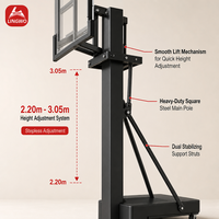 Support de panier de basket réglable avec système de levage mobile et coussinets de protection pour stades et compétitions – Fournisseur direct usine