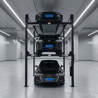Elevador de Estacionamiento para Garaje Residencial, 3 Niveles, Cuatro Postes, Elevador Triple Hidráulico Automático Vertical para Autos