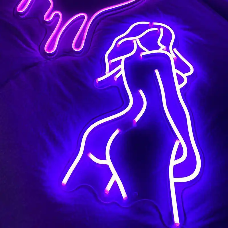 Customized Neon Electronic Sign Sexy Lady Girl Signs Face Led Body High Heel Naked Lady For Shop Party Advertisement