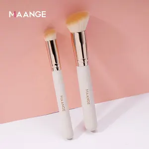 MAANGE 2pcs 컨실러 브러쉬 최고의 재단 브러쉬 나무 손잡이 사용자 정의 로고 메이크업 브러쉬