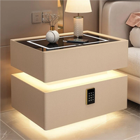 Table de chevet intelligente multifonctionnelle moderne, rechargeable sans fil, déverrouillage par empreinte digitale, design en bois écologique et durable, pour hôtel