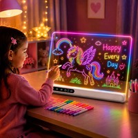 Tableau de dessin LED pour enfants, lumière de nuit rechargeable, tableau néon en acrylique, support intégré, batterie numérique