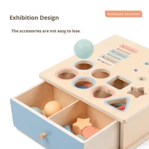 Wooden Cross-border Baby Color Cognition Building Blocks Shape <b>Matching</b> Teaching Aids Early Education Sorting Coin <b>Box</b> Toy Ages - Product Image 3