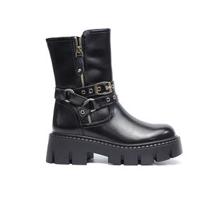 Botas Estilo Británico Vintage Melard Marrón y Negro para Mujer, Botines con Plataforma y Tacón Alto - Product Image 6