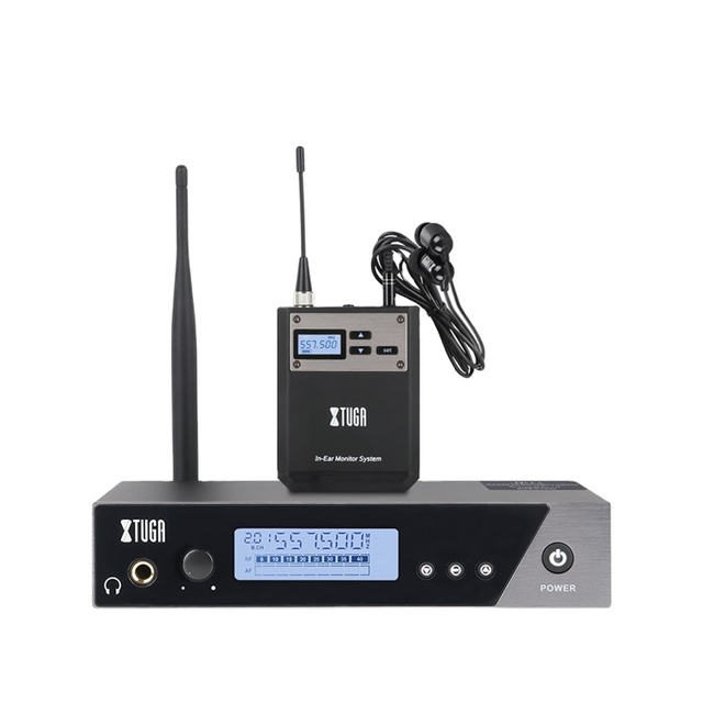 XTUGA IEM1100 High Quality ALL Metal Single Channel In-ear Monitor System for Musicians with Digital LCD Display AA Batteries