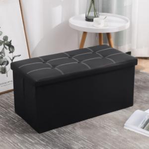 76*38*38cm Pvc Couro Grande Capacidade Tufted Dobrável Uso Doméstico Quarto Sala Organização Banco de Armazenamento Stool Otomano - Product Image 1