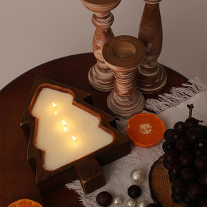 FORHER Maßgefertigte Holz-Kerzenschalen Runde Holz-Teigschalen Rustikale Dekorative Handgeschnitzte Holz-Teigschale zum Kerzenherstellung - Product Image 5