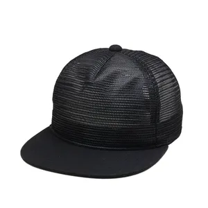 Özel Logo düz boş kamyon şoförü şapkası tüm örgü tam örgü kamyon şoförü Snapback şapka